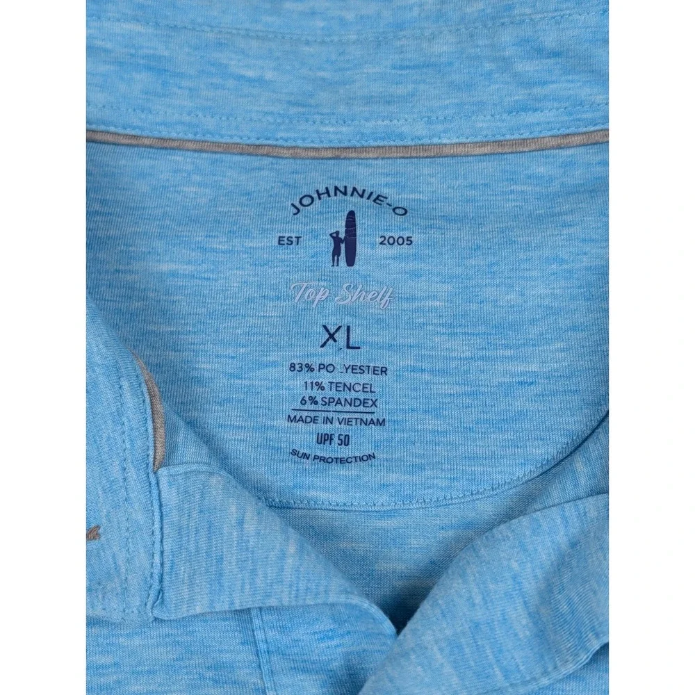 Johnnie-O Maddox Top Shelf Polo Shirt Mens XL Blue Performance Black Rock UPF 50